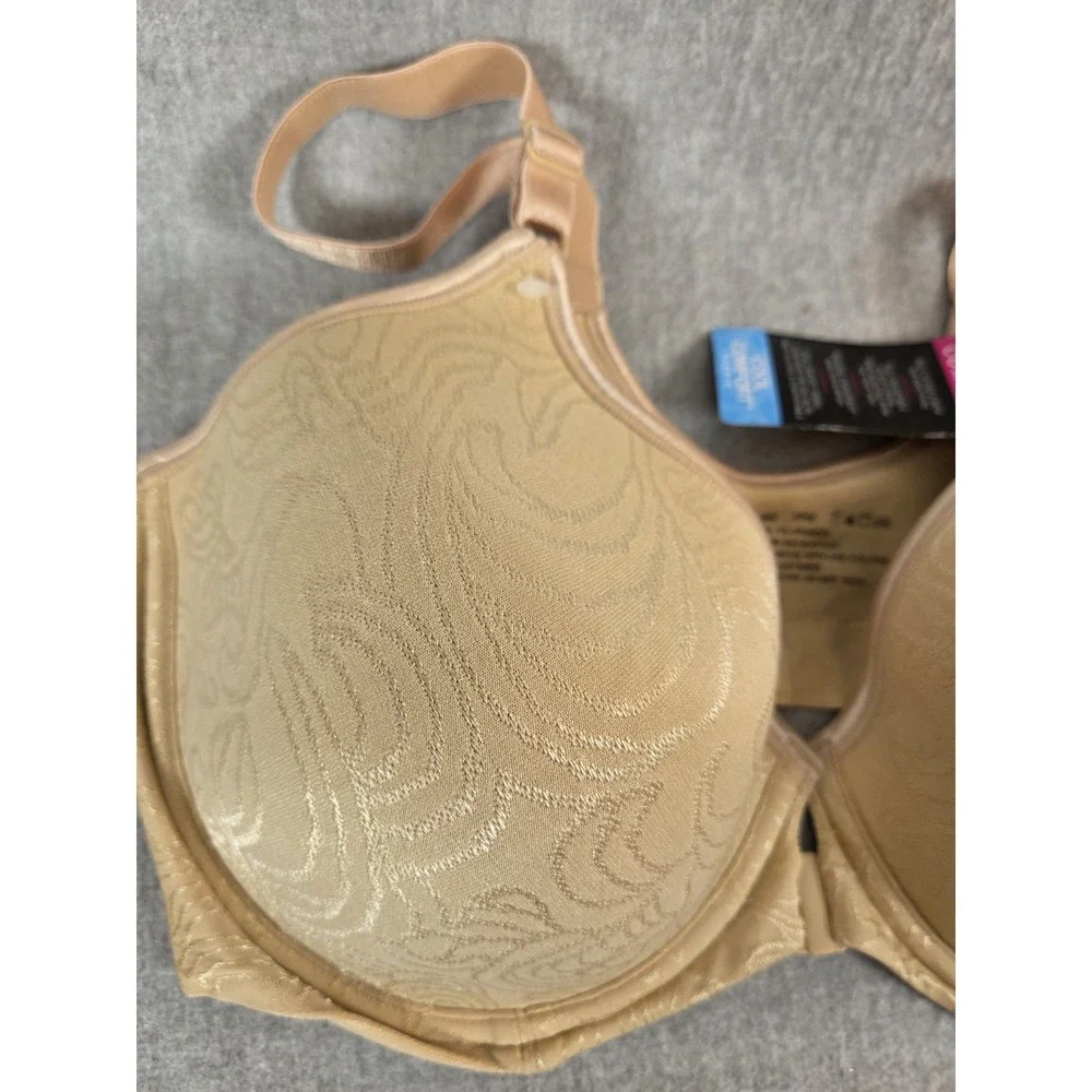 Bali Cool Comfort Fabric Bra Swirl Pattern Beige 40C Seamless Smoothing NEW‎